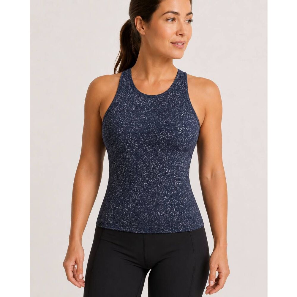 Lululemon Women’s Size 12 Navy Speckled Racerback Workout Tank Top Built-In Bra